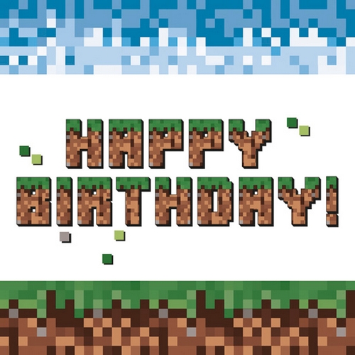 20 Servietten Pixel Block Happy Birthday - Geburtstag in Pixel 33x33cm