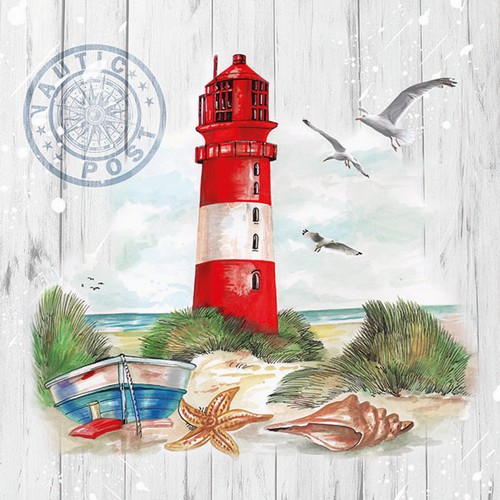 20 Servietten Lighthouse - Möwen umfliegen Leuchtturm 33x33cm
