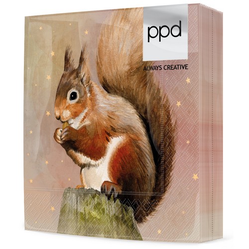 20 Servietten Judy - Eichhörnchen mit Sterne 33x33cm