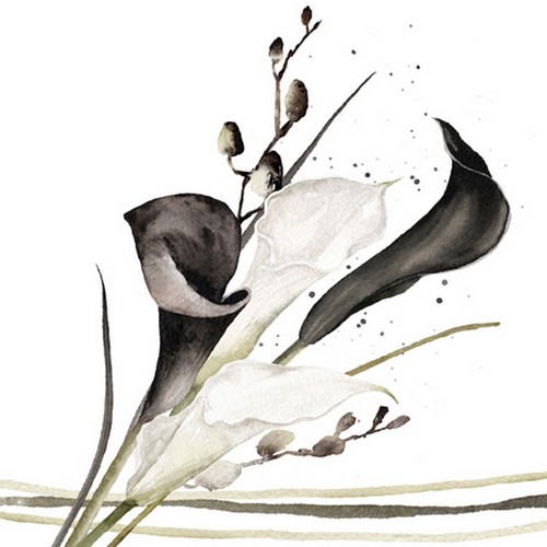 20 Servietten Black & White Calla - Calla schwarz-weiß 33x33cm