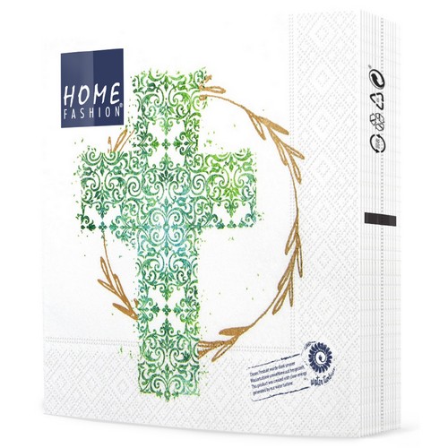 20 Servietten Cross green - Heiliges Kreuz grün 33x33cm