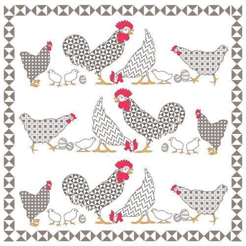 20 Servietten Chicken Family - Hühnerfamilie 33x33cm
