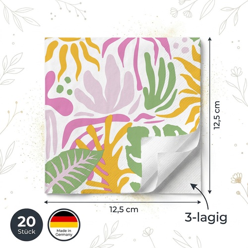 20 kleine Cocktailservietten Desert oasis - Tropische Vielfalt  25x25cm