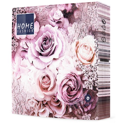 20 Servietten Evelien - Rosen lila Vintage 33x33cm