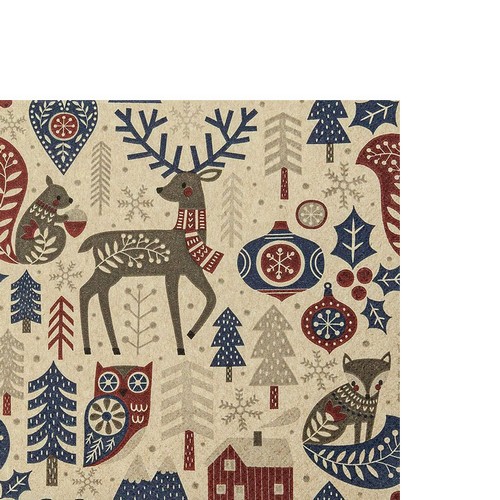 20 kleine Cocktailservietten Scandi Pattern - Skandinavischer Wald 25x25cm