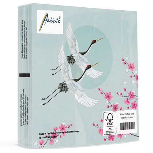 20 Servietten Cranes green - Paar an Kraniche hellblau 33x33cm