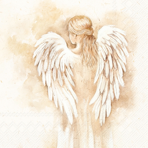 20 Servietten Romantic Angel cream - Mädchen als Engel creme 33x33cm
