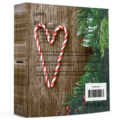 20 Servietten Sweetheart - Herz aus Zuckerstangen 33x33cm