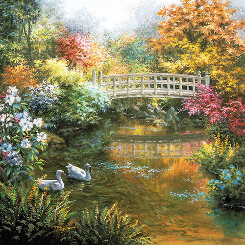 20 Servietten White Swans - Schwäne im wunderschönen Park 33x33cm