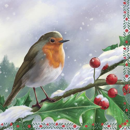 20 Servietten Robin Berry 33x33cm