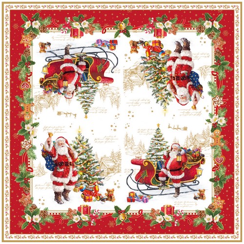 20 Servietten Christmas Memories - Nostalgischer Wihnachtsmann 33x33cm