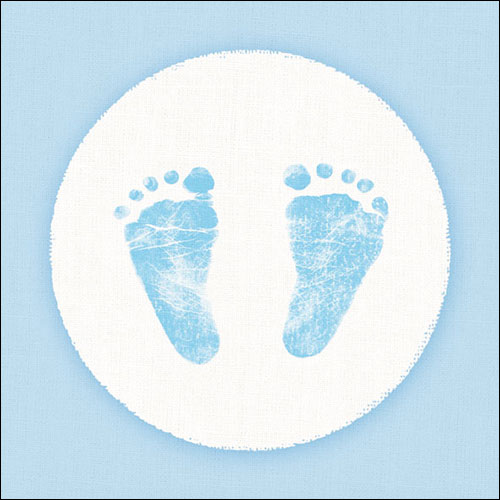 20 Servietten Baby Steps Boy - Fußabdrücke Baby blau 33x33cm