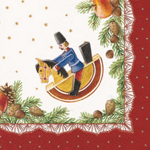 20 Servietten Reiterlein - Reiterlein in Weihnachtsbordüre 33x33cm