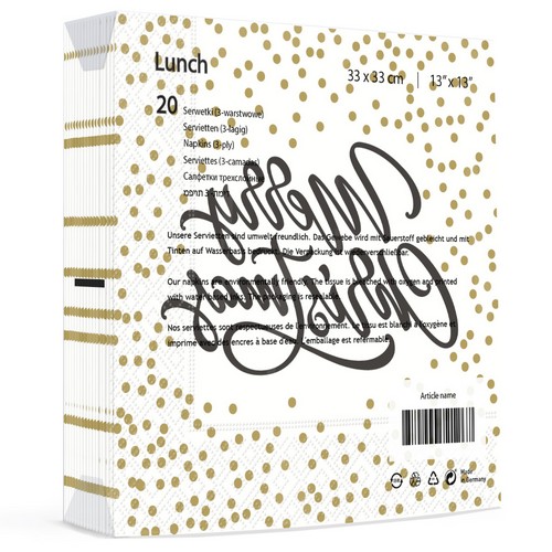 20 Servietten Merry Dots - Merry Christmas mit Punkte 33x33cm
