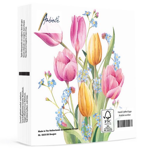 20 Servietten Tulips Bouquet - Tulpen in zarten Farben 33x33cm
