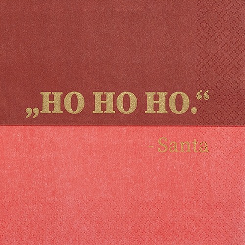 20 Servietten HO HO HO - von Santa rot 33x33cm