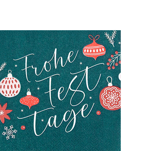 20 kleine Cocktailservietten Frohe Festtage - Frohe Festtage grün 25x25cm