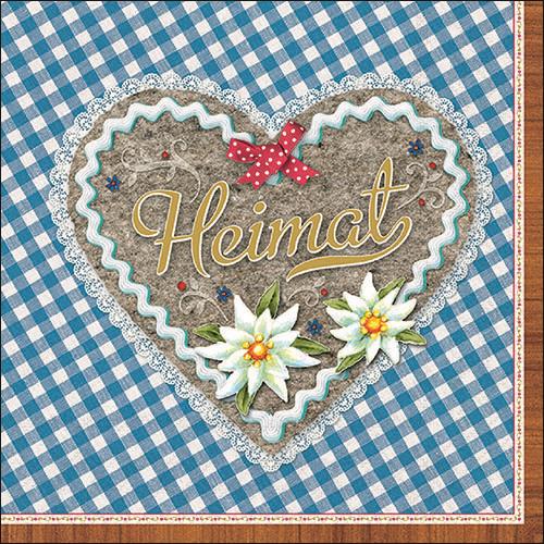 20 Servietten Heimat Herz blau 33x33cm