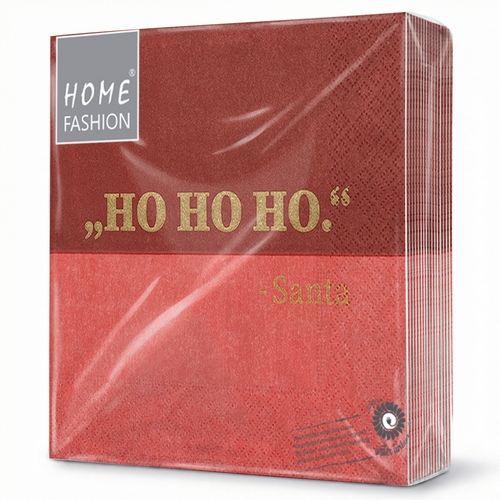 20 Servietten HO HO HO - von Santa rot 33x33cm