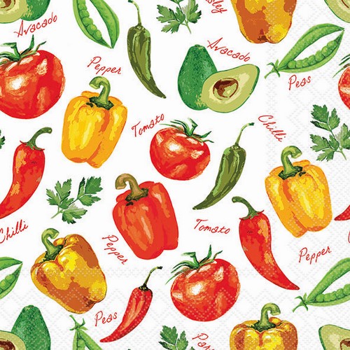 20 Servietten Vegetables and Herbs - Gemüse mit Kräuter 33x33cm