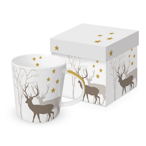 Tasse aus Porzellan Winter Deers white - Hirsche im Schatten 0,4L, Höhe 9,7cm