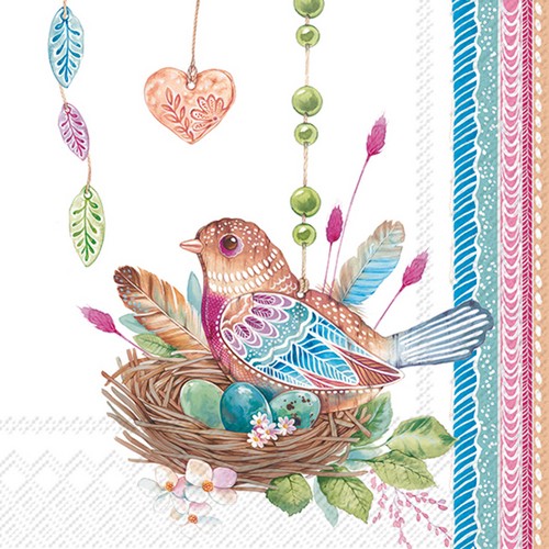 20 Servietten Easter Delights - Vögel im Osternest 33x33cm