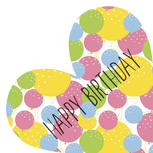12 Servietten gestanzt Birthday Heart - Herzform zum Geburtstag 33x33cm