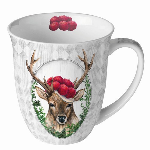 Tasse aus Porzellan Deer in Frame - Schwarzwald-Hirsch im Rahmen 0,4L, Höhe 10,5cm