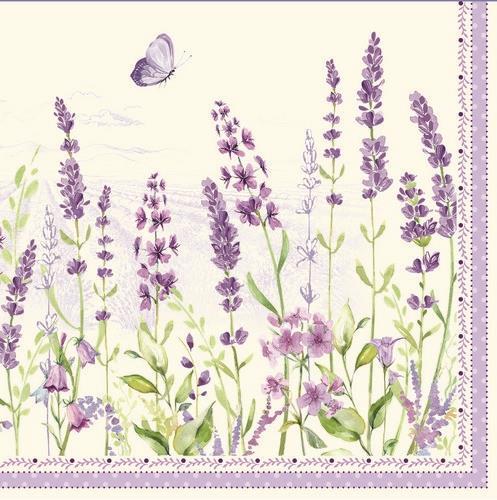 20 Servietten Lavender Field - Bildhübsche Lavendelwiese 33x33cm