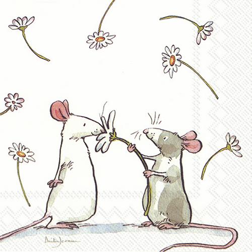 20 Servietten A Daisy for you - Maus mit Blümchen 33x33cm