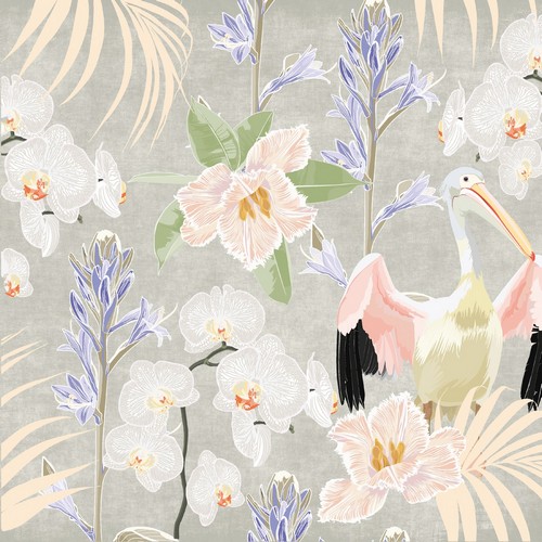 20 Servietten Garden of grace - Pelikan an Orchideen 33x33cm