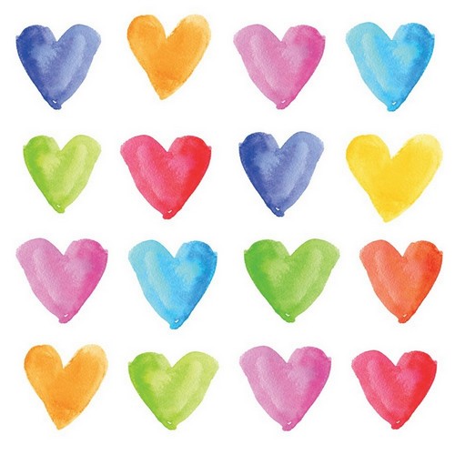 20 Servietten Aquarell Hearts - Aquarell Herzen 33x33cm