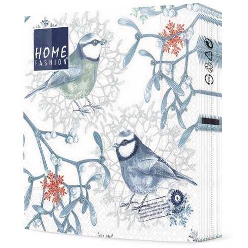 20 Servietten Blue Chickadees - Eisige Vögel im Winter 33x33cm