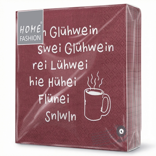 20 Servietten ein Glühwein rot - Zu viel Glühwein rot 33x33cm
