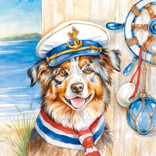 20 Servietten Captain Jack - Kapitän Hund 33x33cm