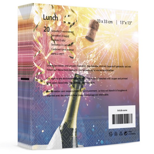 20 Servietten Pop open - Korken knallt aus Flasche 33x33cm