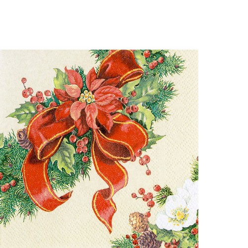20 kleine Cocktailservietten Christmas Wreath - Adventskranz 25x25cm