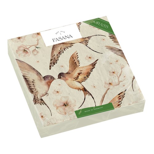20 kleine Cocktailservietten nachhaltig Gras Nature is blooming - Vögel fliegen gemeinsam 24x24cm