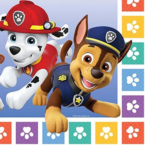 16 Servietten Paw Patrol  2022 - Paw Patrol mit Pfoten 33x33cm