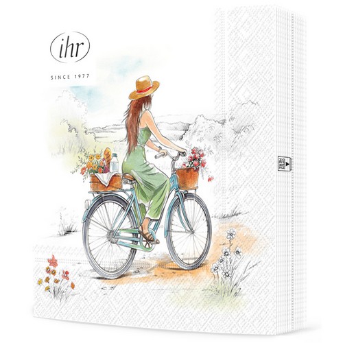 20 Servietten Cycling - Frau auf Fahrrad 33x33cm