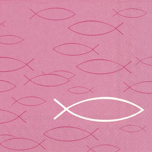 20 Servietten Peaceful Fish pink - Fische festlich pink 33x33cm