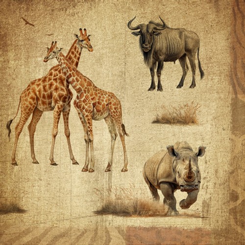 20 Servietten African Savanna - Tiere aus der Savanne 33x33cm
