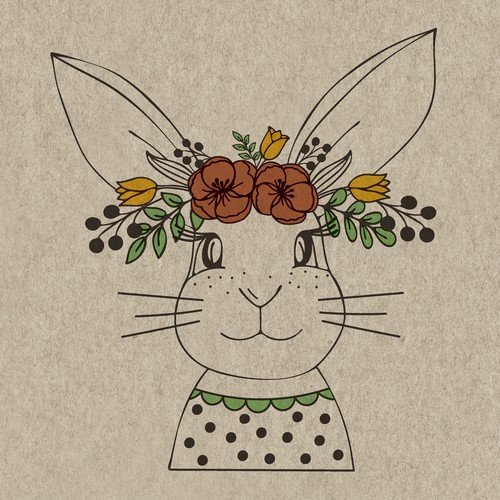 25 Servietten nachhaltig Bunny Couple - Hasendame mit Blumenschmuck 33x33cm
