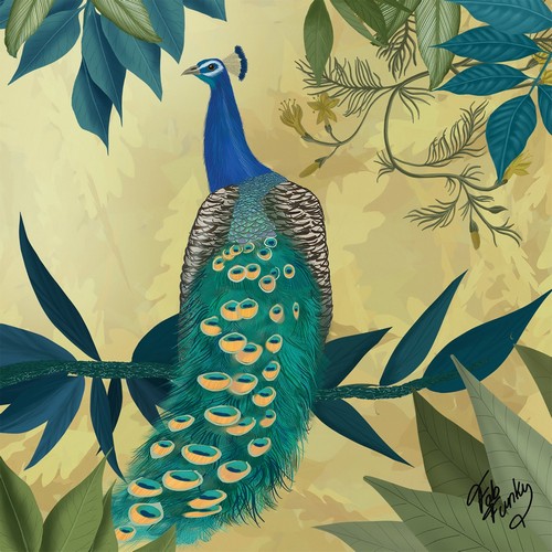 20 Servietten Gilded Peacock - Edler Pfau im Urwald 33x33cm
