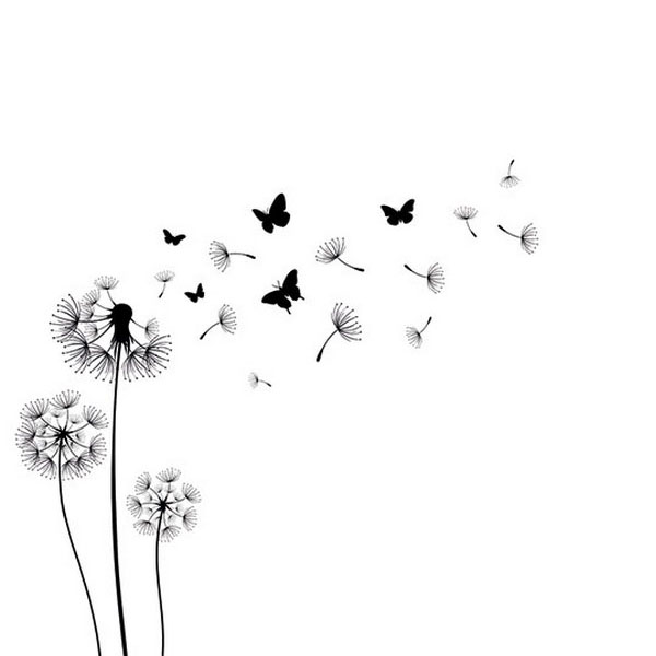 20 kleine Cocktailservietten Blowing Away black - Blüten im Wind 25x25cm