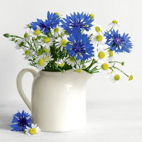 20 Servietten Summer Bouquet - Blumenstrauß in Kanne 33x33cm