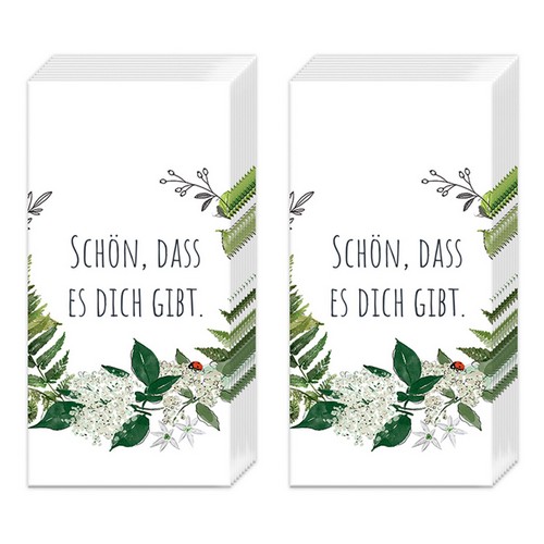 2x 10 Taschentücher Schön, dass es dich gibt - Spruch im Blätterkranz
