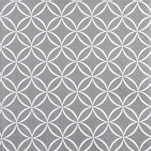 20 Servietten Circles grey - Kreise im Verbund grau 33x33cm