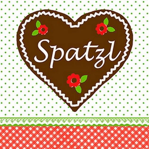 20 Servietten Spatzl - Lebkuchenherz für Spatzl 33x33cm