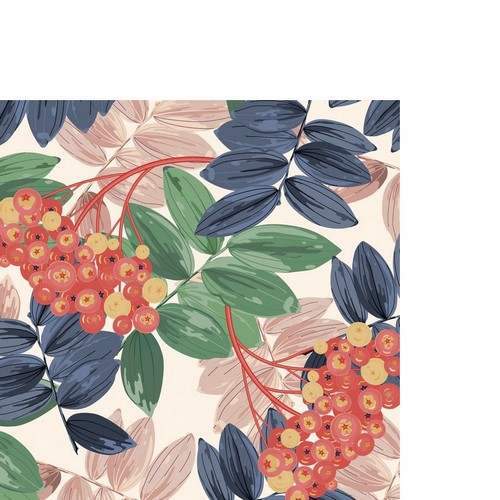 20 kleine Cocktailservietten Fall Beauty - Herbstbeeren an Blätter 24x24cm